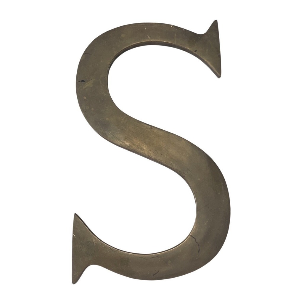 Vtg 10"‎ Solid Brass Letter S Heavy Cast Architectural Signage Salvage Hong Kong